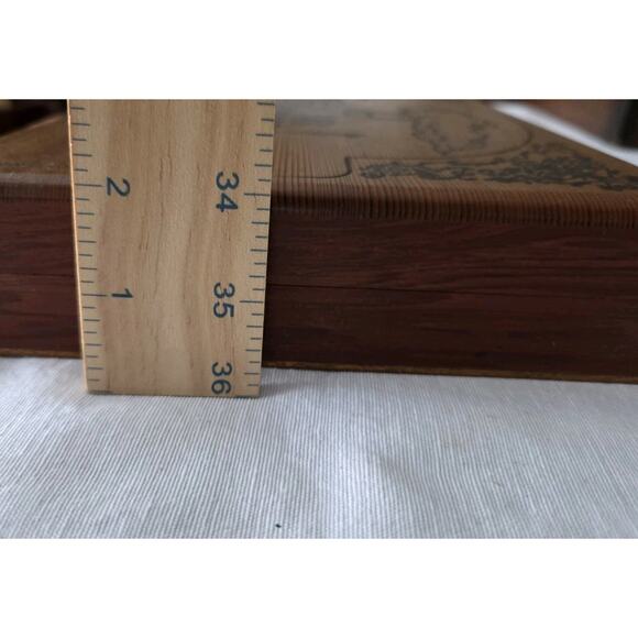 Vintage Wooden Latch Box with Steamship Scene Tow Boat Stationary - Picture 13 of 13